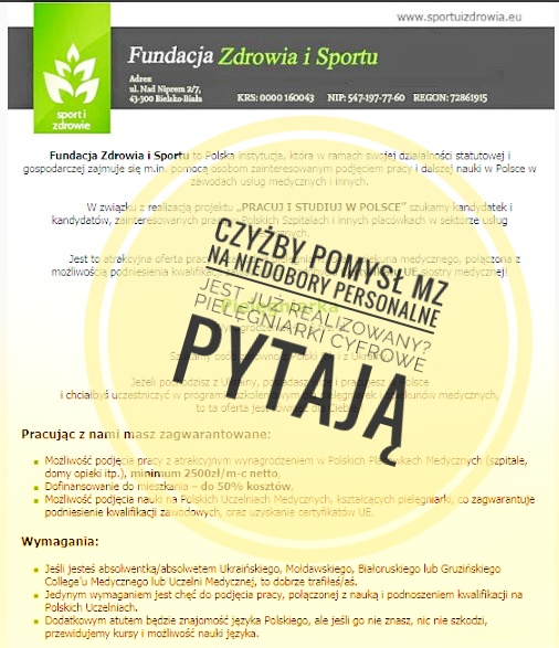 Nowy podmiot gospodarczy oferuje uzyskanie dyplomu nieistniejącego zawodu  – siostra medyczna. Czy to zgodne z prawem ?